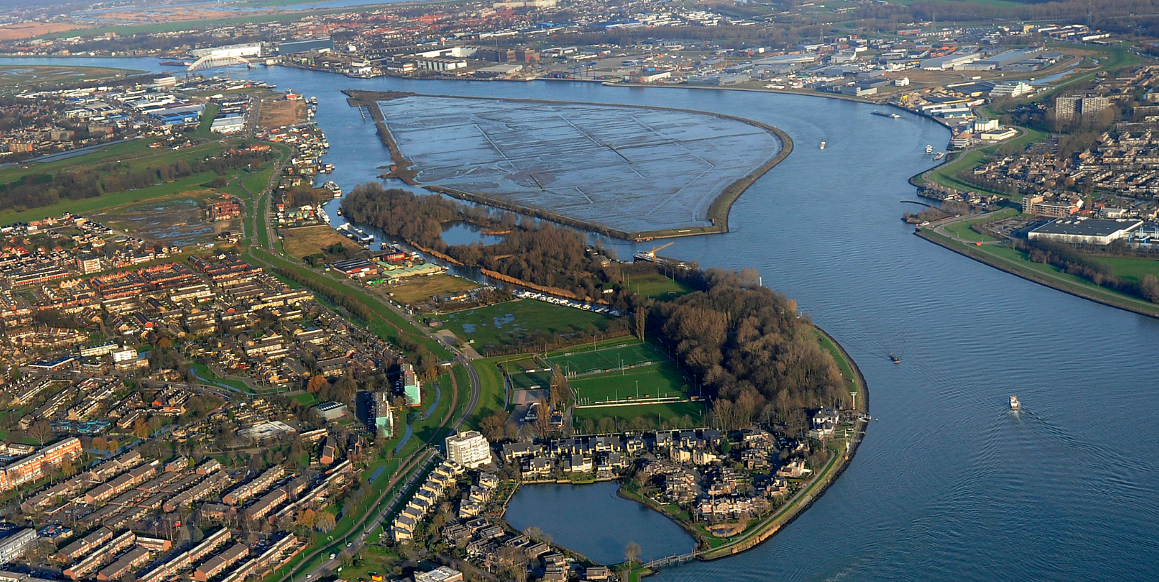 Luchtfoto van projectgebied Noordoevers